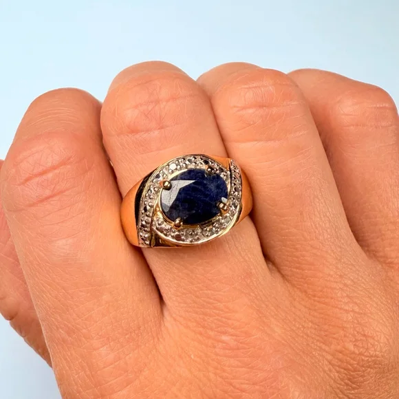 Ross Simons 3 CT Natural Blue Sapphire Vermeil Sterling Silver 925 Vintage Ring - Picture 7 of 11